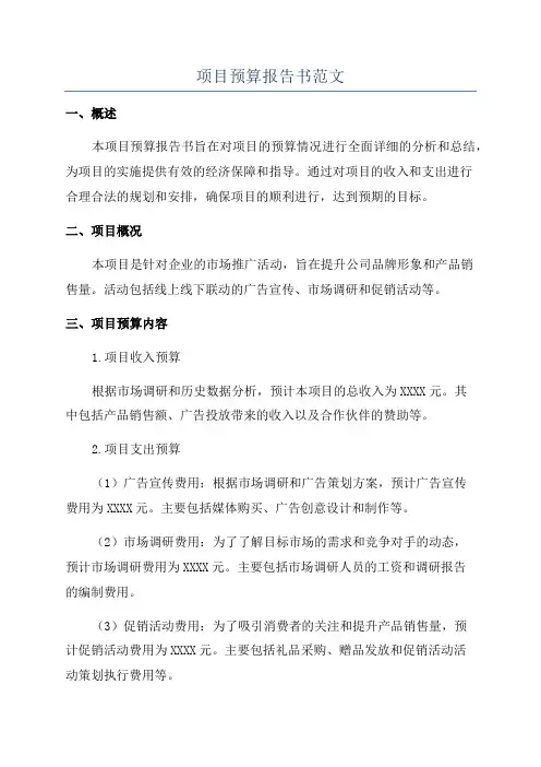项目预算报告书范文