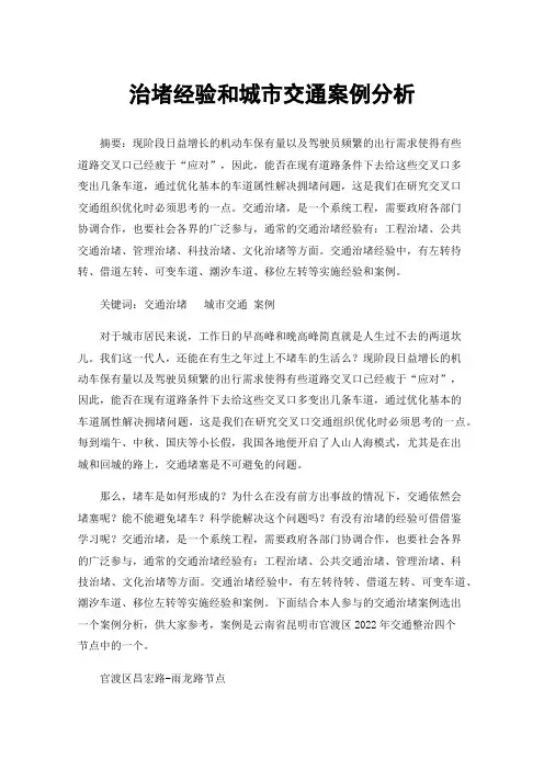 治堵经验和城市交通案例分析