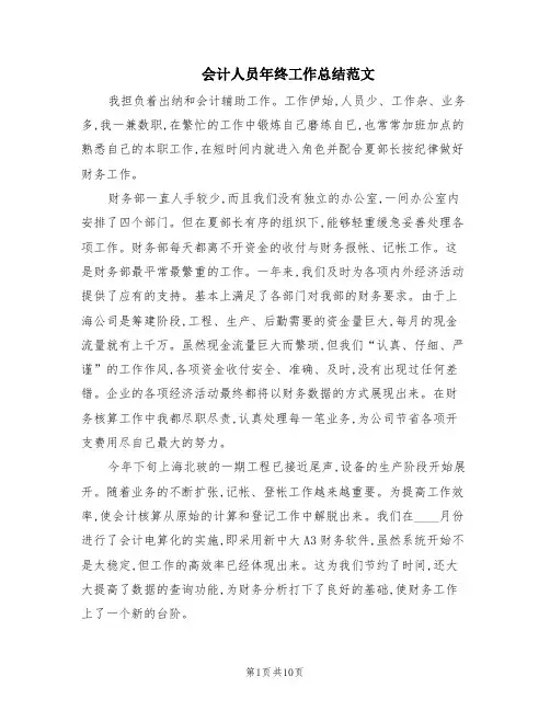 会计人员年终工作总结范文(6篇)