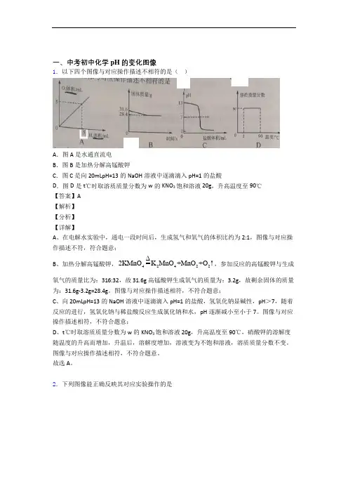 2020-2021中考化学压轴题专题复习——pH的变化图像的综合含详细答案