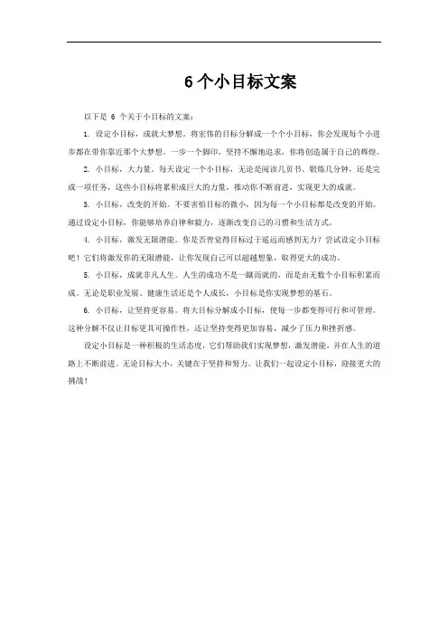 6个小目标文案