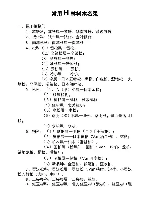 常用园林树木条目