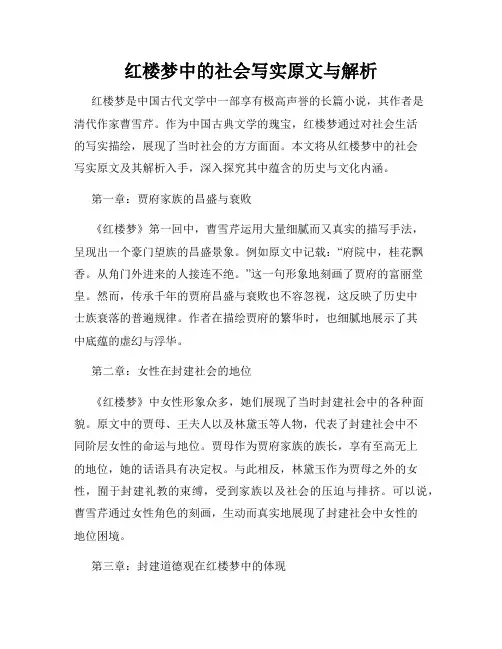 红楼梦中的社会写实原文与解析