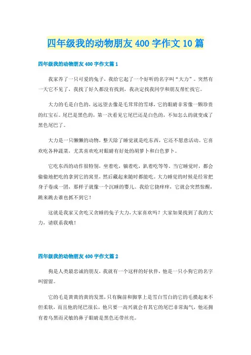 四年级我的动物朋友400字作文10篇
