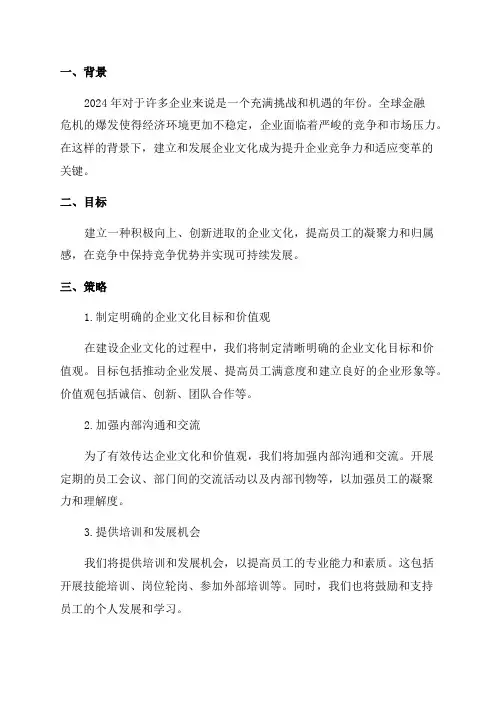 2024年企业文化建设及实施方案