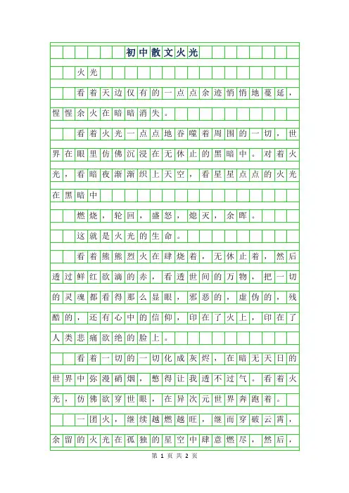2019年初中散文-火光