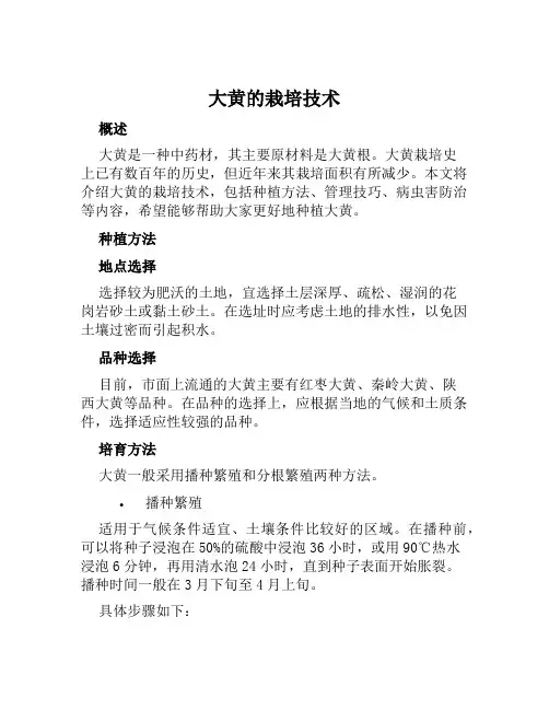 大黄的栽培技术