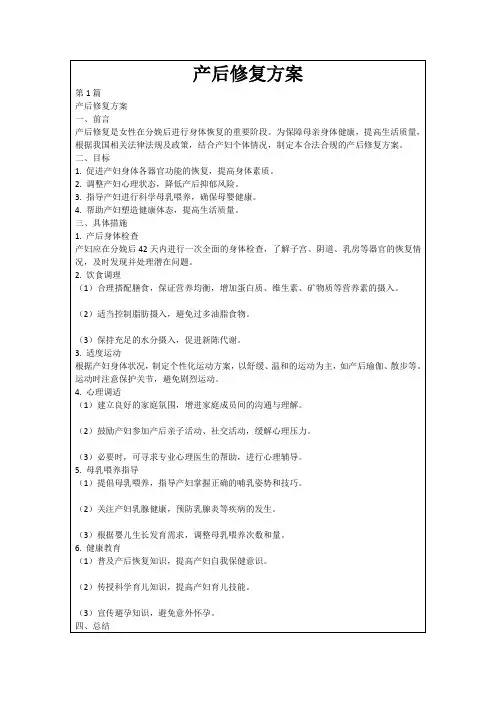产后修复方案