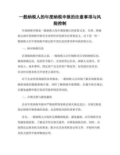 一般纳税人的年度纳税申报的注意事项与风险控制