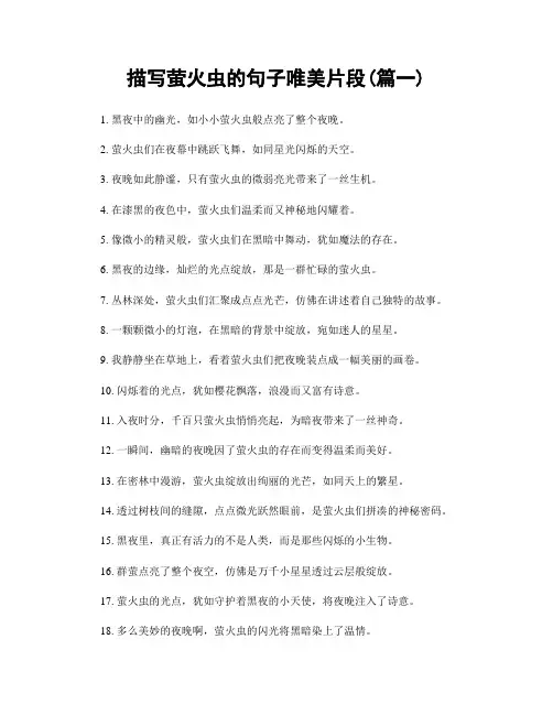 描写萤火虫的句子唯美片段(精选合集2篇)