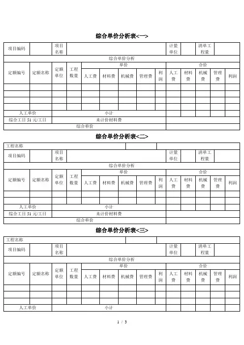 [建筑]综合单价分析表