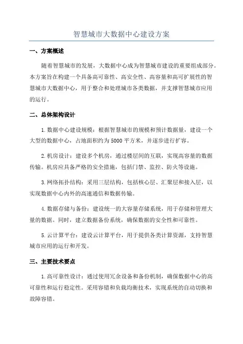 智慧城市大数据中心建设方案