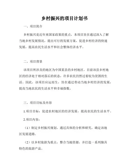 乡村振兴的项目计划书