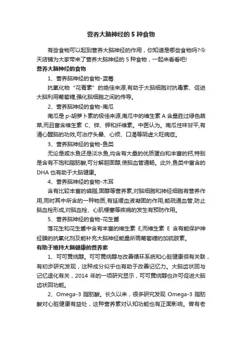 营养大脑神经的5种食物
