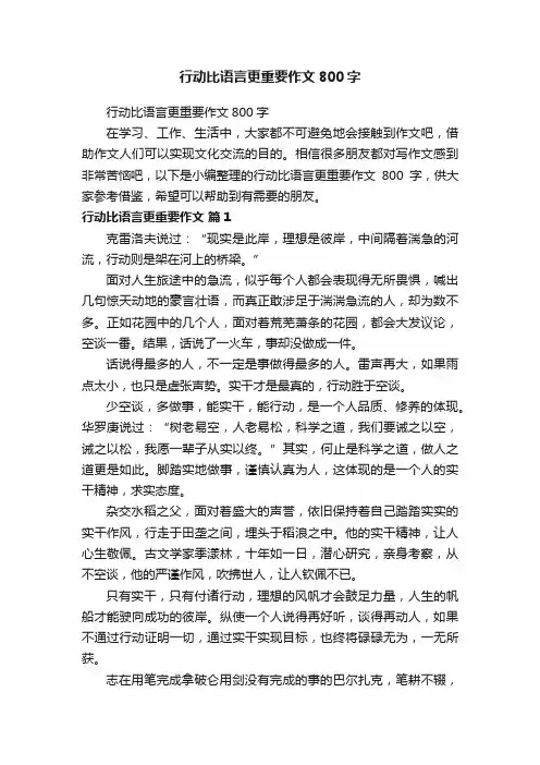 行动比语言更重要作文800字