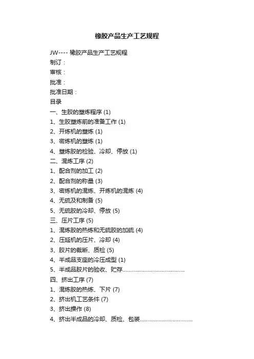 橡胶产品生产工艺规程