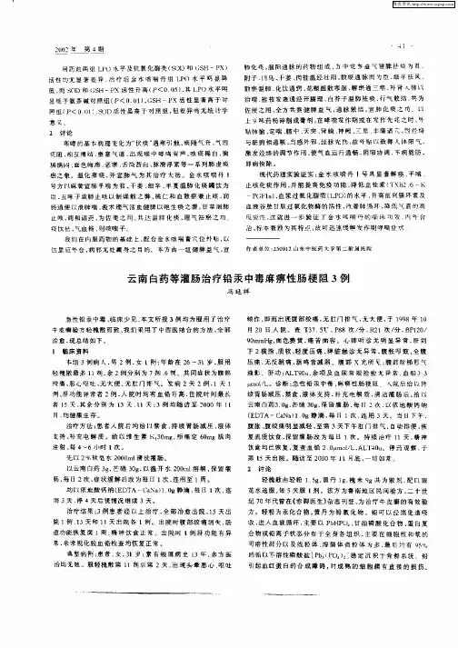 云南白药等灌肠治铅汞中毒麻痹性肠梗阻3例