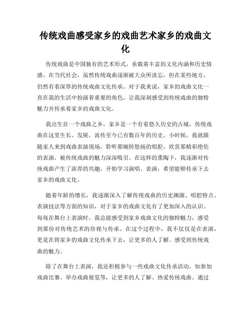 传统戏曲感受家乡的戏曲艺术家乡的戏曲文化