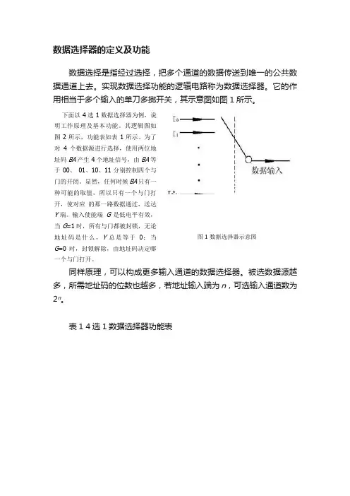 数据选择器的定义及功能
