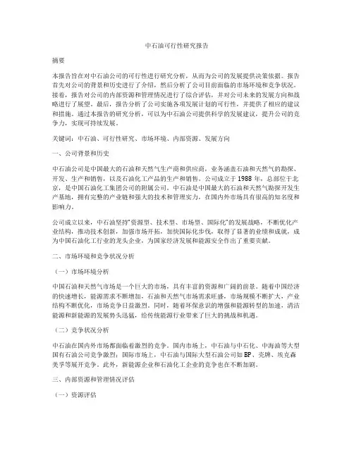 中石油可行性研究报告