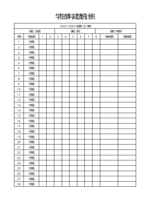 学生单科成绩统计表