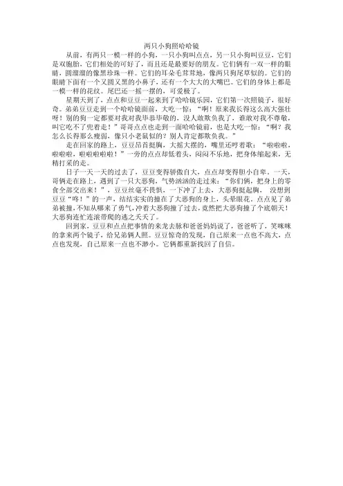 两只小狗照哈哈镜