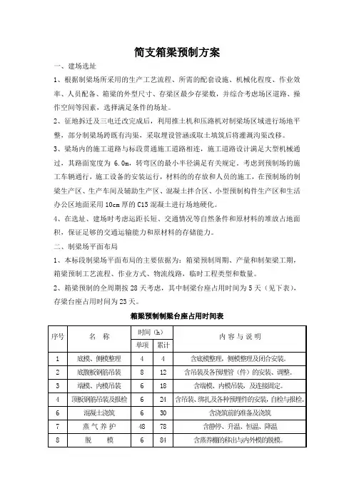 简支箱梁预制方案