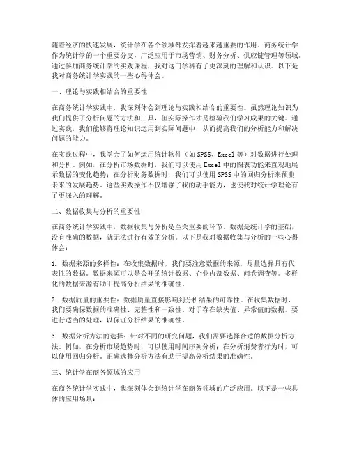 商务统计学实践心得体会