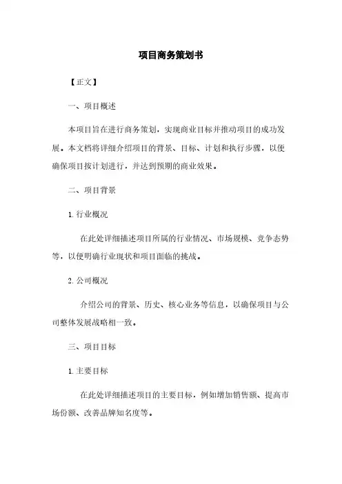 项目商务策划书