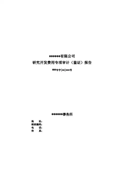 研究开发费用专项审计报告模板