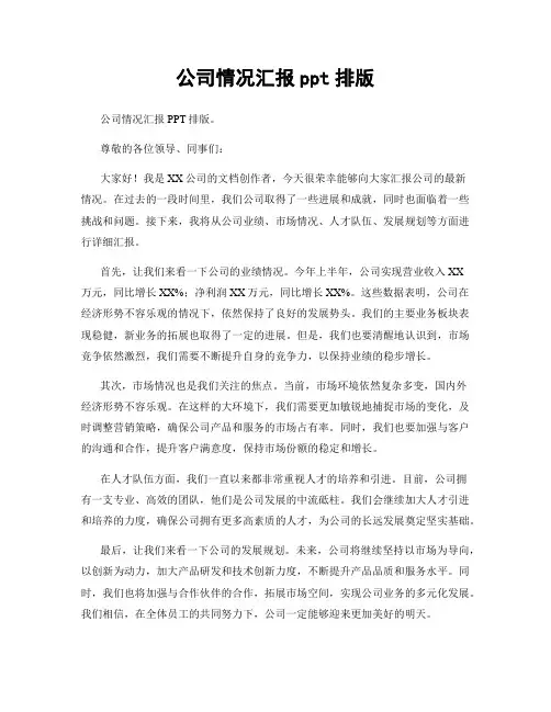 公司情况汇报ppt排版