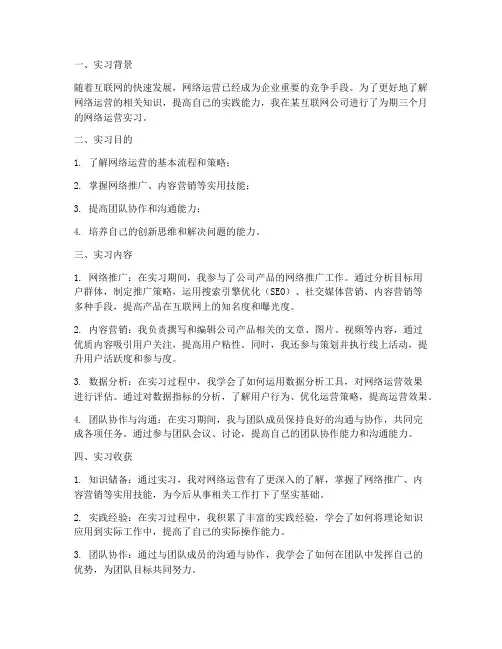 实习报告网络运营