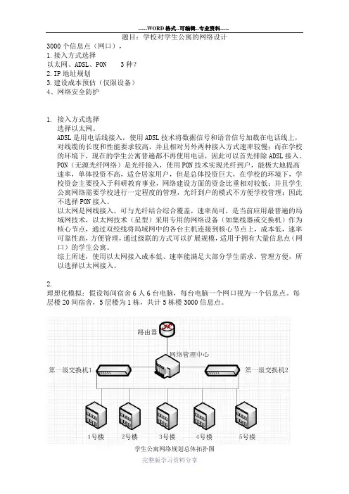 学生公寓网络设计