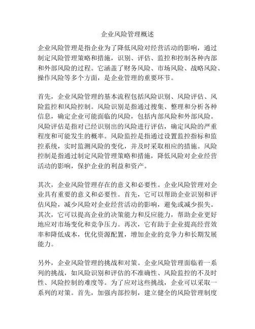 企业风险管理概述