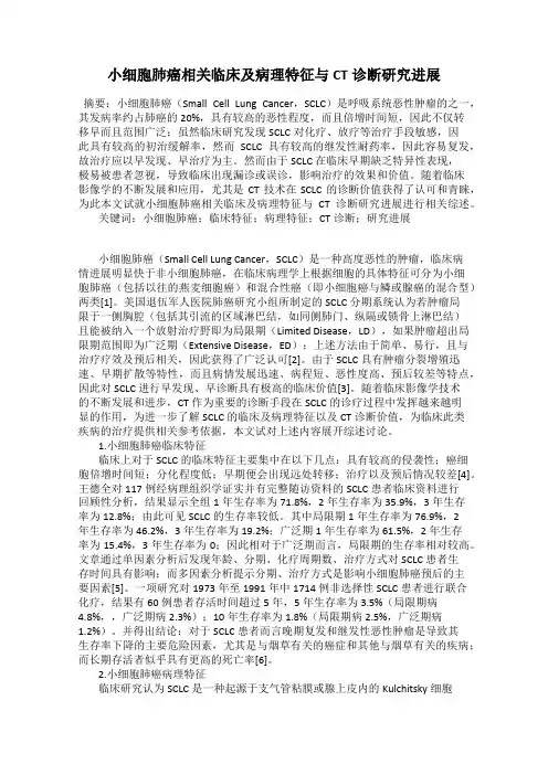 小细胞肺癌相关临床及病理特征与CT诊断研究进展
