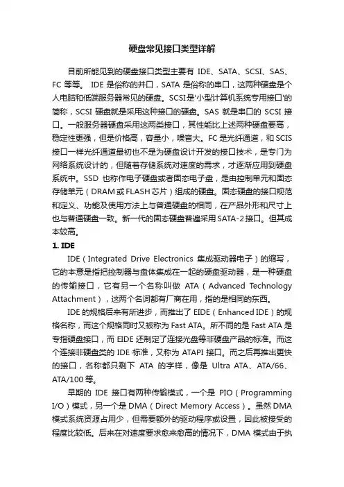 硬盘常见接口类型详解