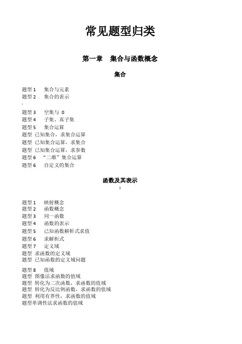 高中数学必修一常见题型归类