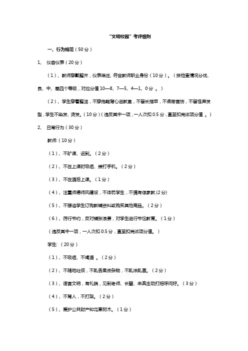 “文明校园”考评细则
