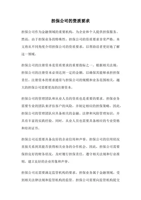 担保公司的资质要求