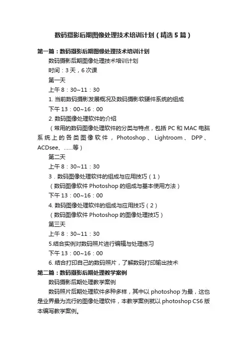 数码摄影后期图像处理技术培训计划（精选5篇）