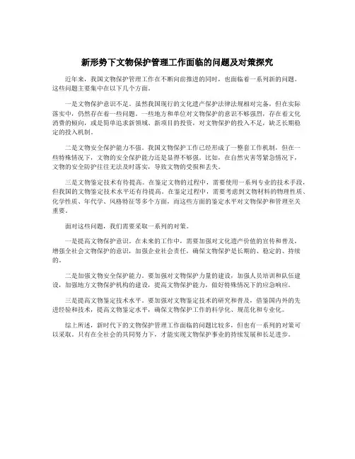 新形势下文物保护管理工作面临的问题及对策探究