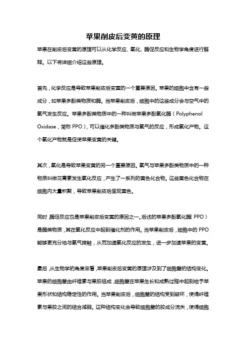 苹果削皮后变黄的原理