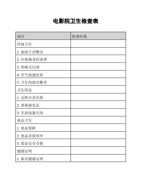电影院卫生检查表