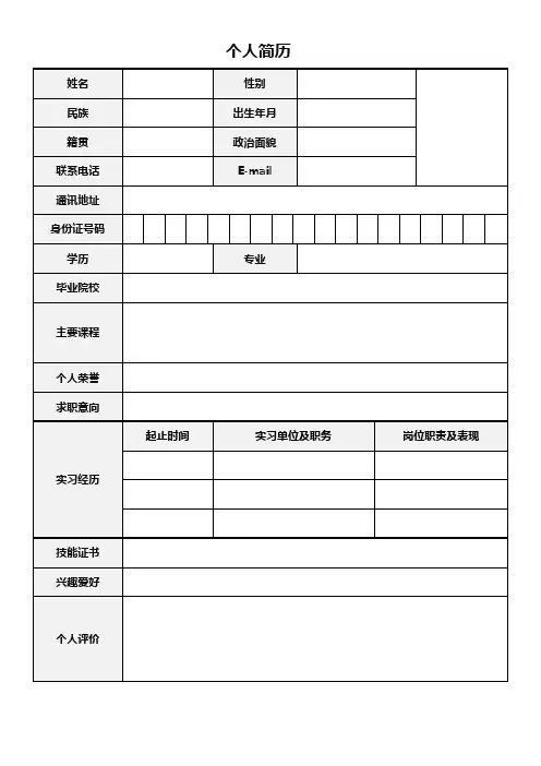 免费可编辑：个人简历经典模板10款(精选款)2021.5月
