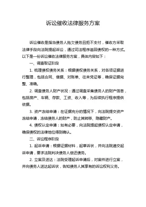 诉讼催收法律服务方案