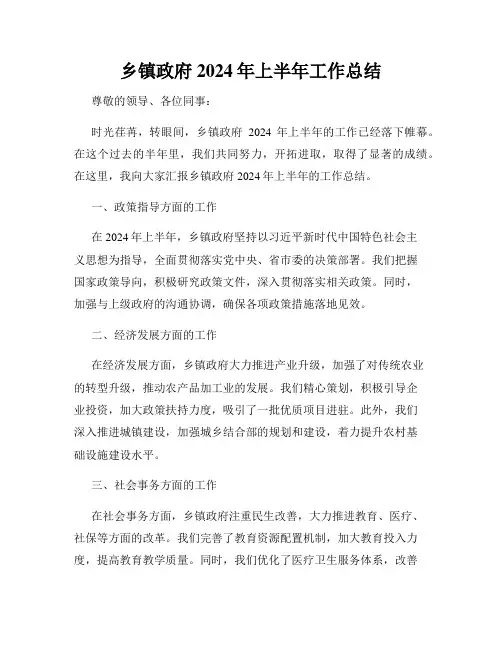 乡镇政府2024年上半年工作总结
