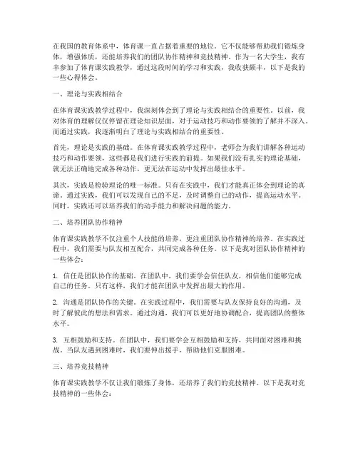 体育课实践教学心得体会