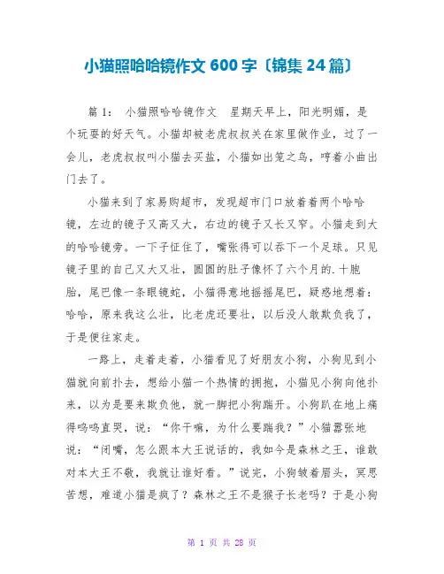 小猫照哈哈镜作文600字(锦集24篇)
