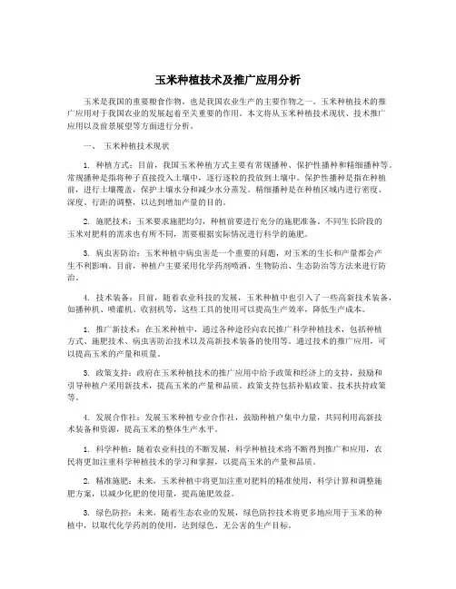玉米种植技术及推广应用分析