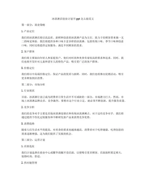 冰淇淋店创业计划书ppt怎么做范文